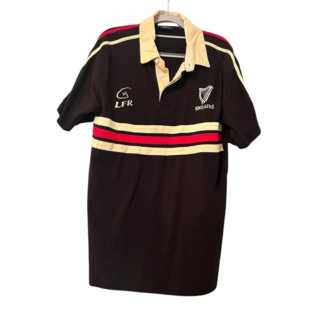 Live For Rugby Ireland LFR Black Gold Shirt Jersey •XL• Short Sleeve Harp
